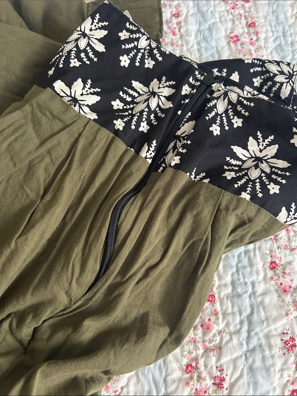 Vintage retro style 100% cotton block print midi skirt 13.5 inch waist small - Picture 4 of 7